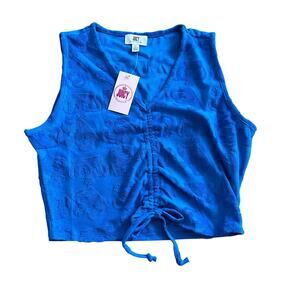 Royal Blue Juicy Couture Terry Cloth Tank Top Crop Size XL NWT